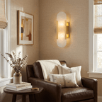 Handcrafted Alabaster Wall Light with Brass Details – Elegant Design