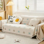Chenille Sofa Slipcover - Soft Fabric with Geometric Pattern