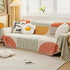 Chenille Sofa Slipcover - Soft Fabric with Geometric Pattern