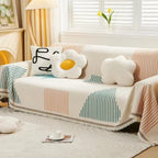 Chenille Sofa Slipcover - Soft Fabric with Geometric Pattern