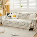 Chenille Sofa Slipcover - Soft Fabric with Geometric Pattern