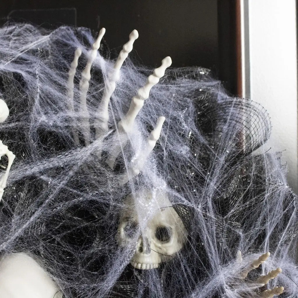 Eerie Skull and Bone Halloween Mesh Decoration