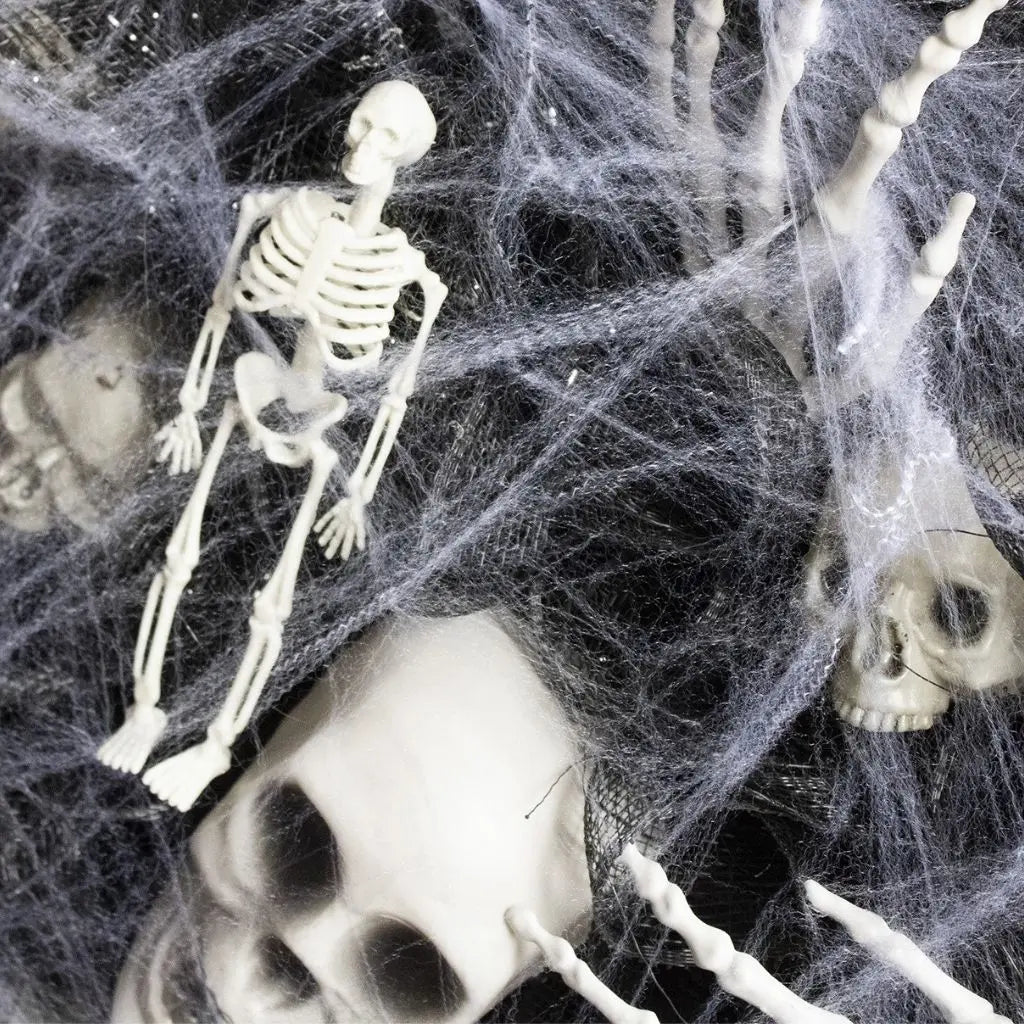Eerie Skull and Bone Halloween Mesh Decoration