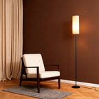 Tri-Color LED Floor Lamp with Linen Shade and Black Wrought Iron Design