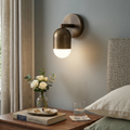 Antique Bronze Dimmable Wall Light – Mid-Century Brass Capsule Sconce