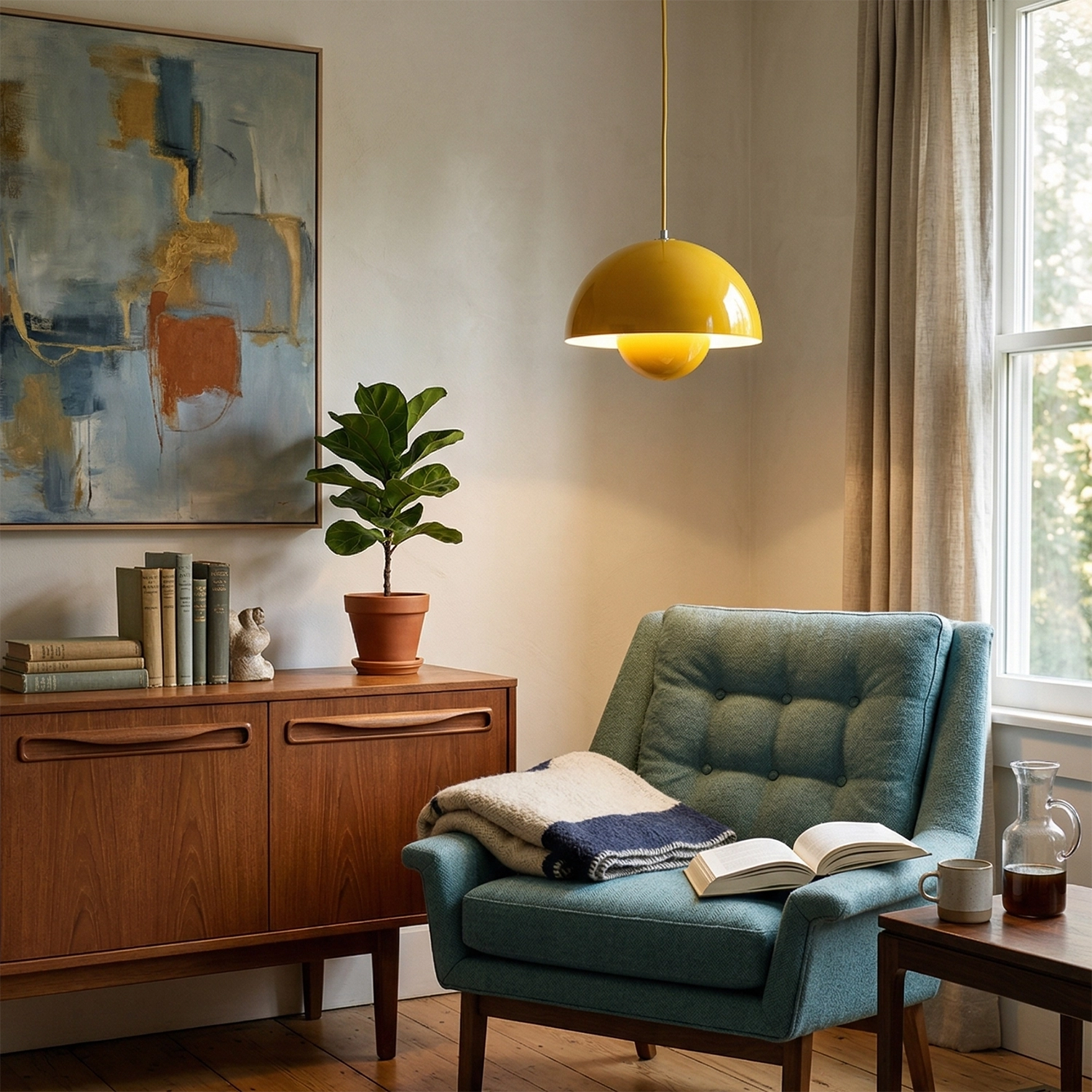 Geometric Pendant Light - Versatile Mid-Century Modern Flower Bud Design