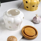 Charming Ventilated Ceramic Storage Jar with Bamboo Lid