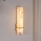 Brass Indoor Wall Light Fixture with LED - Modern Alabaster Design