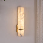 Brass Indoor Wall Light Fixture with LED - Modern Alabaster Design