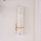 Brass Indoor Wall Light Fixture with LED - Modern Alabaster Design