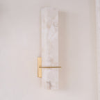 Brass Indoor Wall Light Fixture with LED - Modern Alabaster Design