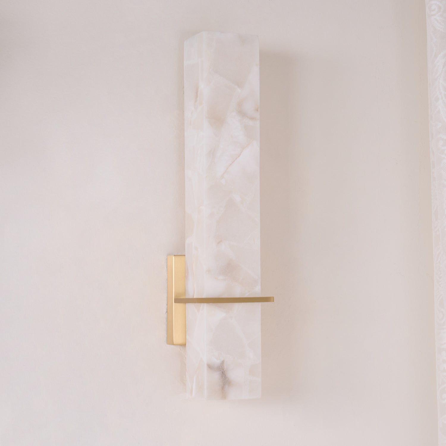 Brass Indoor Wall Light Fixture with LED - Modern Alabaster Design
