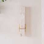 Brass Indoor Wall Light Fixture with LED - Modern Alabaster Design