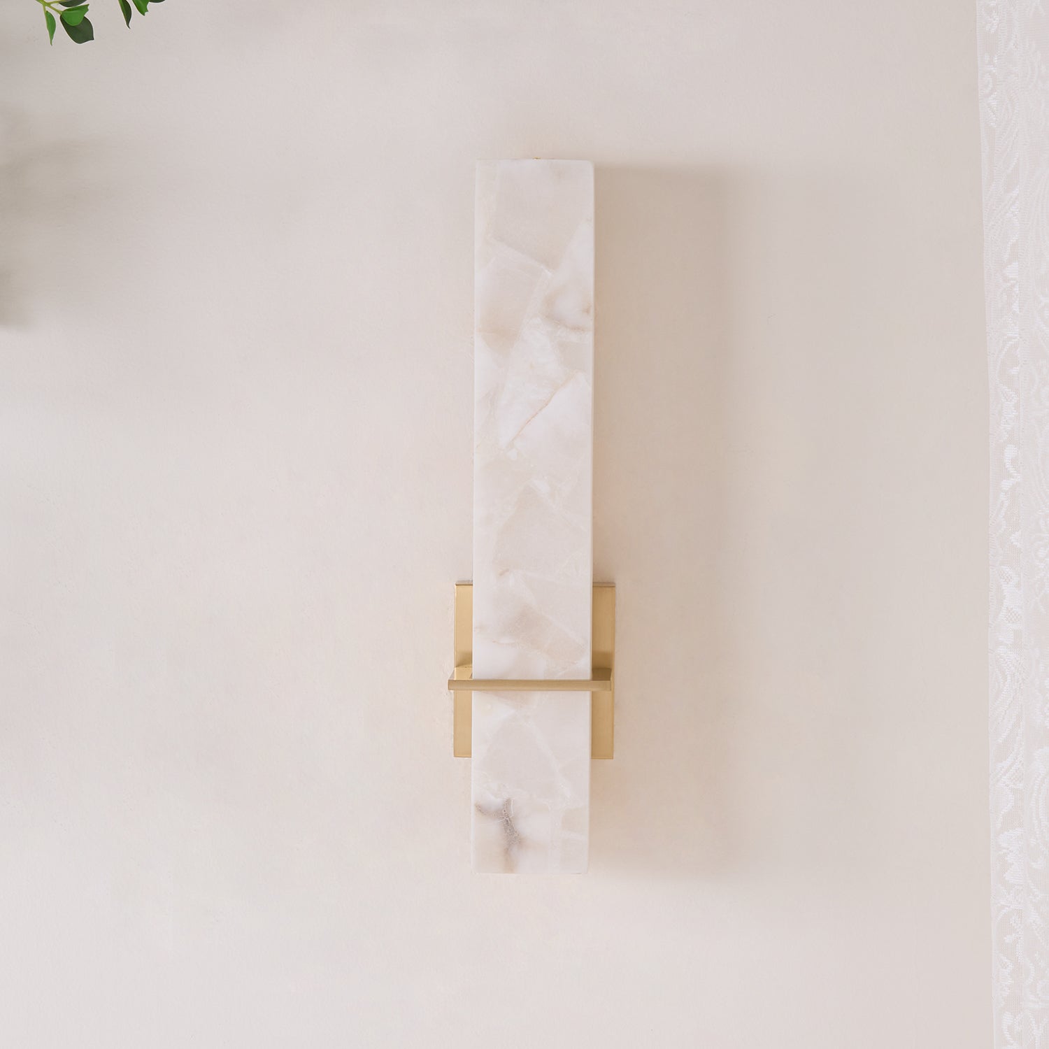 Brass Indoor Wall Light Fixture with LED - Modern Alabaster Design