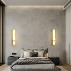 Brass Indoor Wall Light Fixture with LED - Modern Alabaster Design