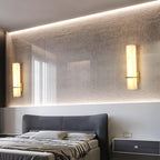 Brass Indoor Wall Light Fixture with LED - Modern Alabaster Design
