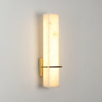 Brass Indoor Wall Light Fixture with LED - Modern Alabaster Design