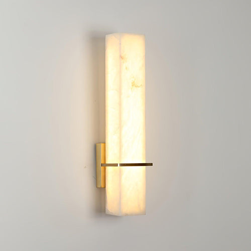 Brass Indoor Wall Light Fixture with LED - Modern Alabaster Design