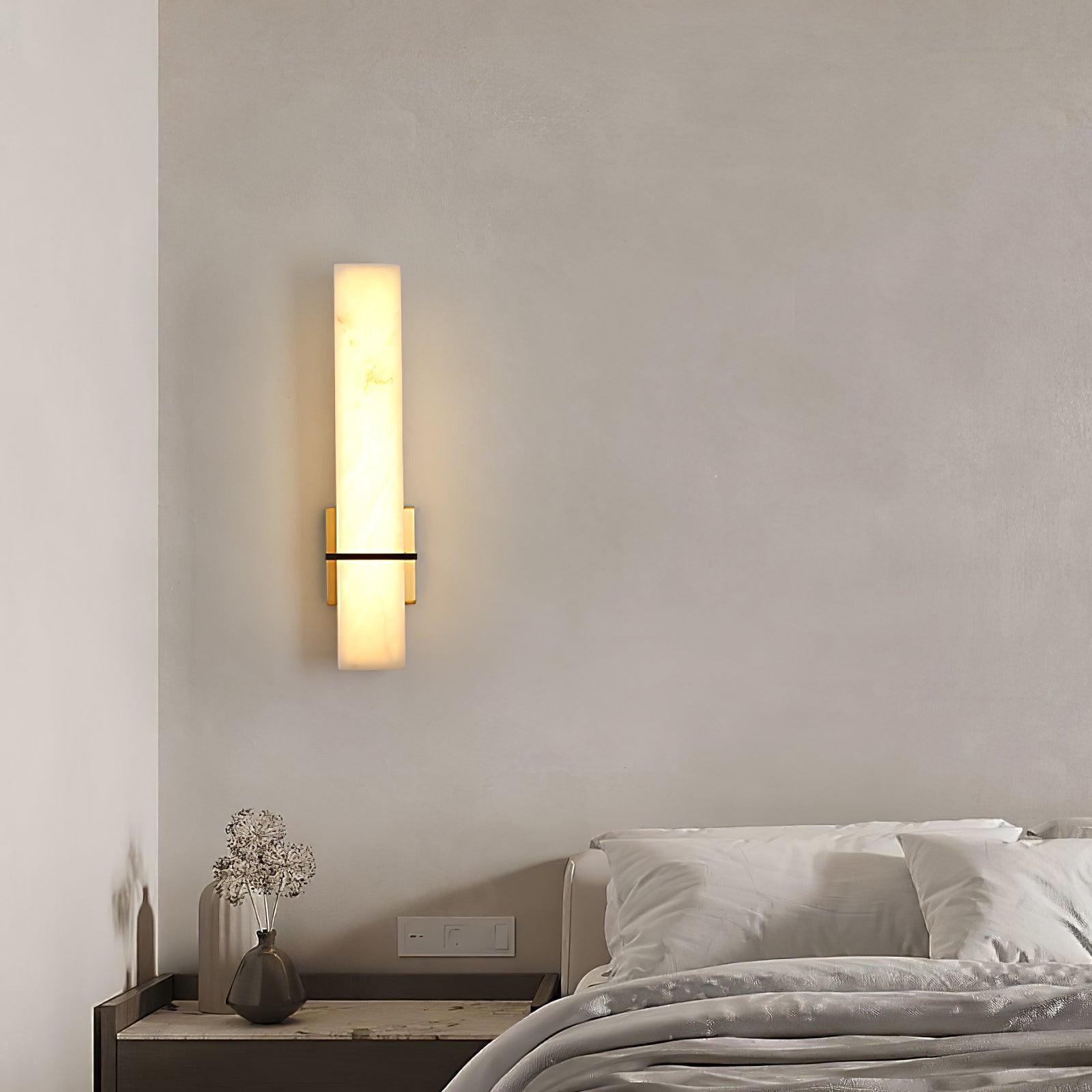 Brass Indoor Wall Light Fixture with LED - Modern Alabaster Design