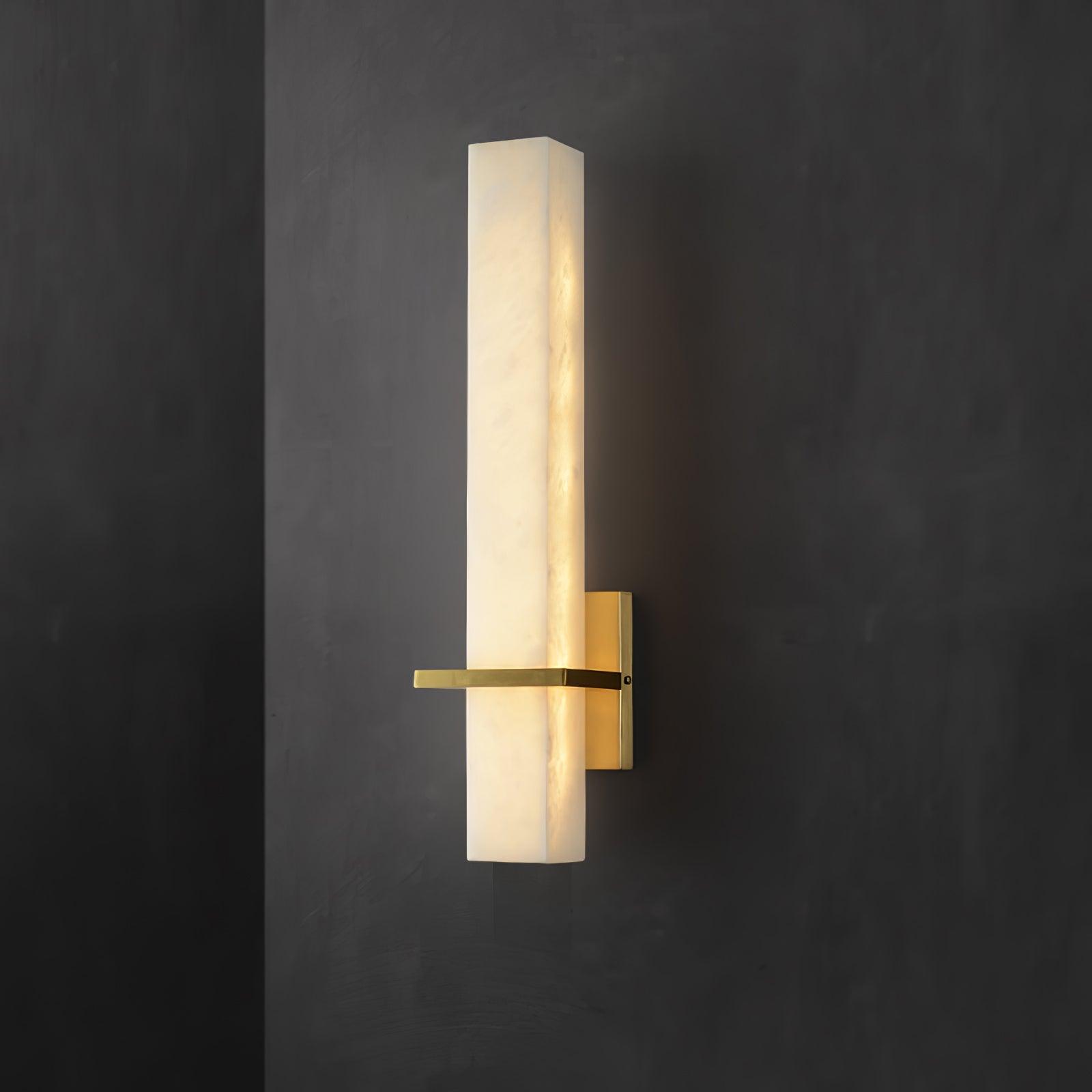 Brass Indoor Wall Light Fixture with LED - Modern Alabaster Design