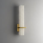 Brass Indoor Wall Light Fixture with LED - Modern Alabaster Design