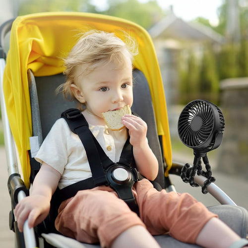 Battery-Powered Clip-On Stroller Fan for Portable Use