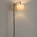 Adjustable Height Arc Floor Lamp with Fabric Shade and Marble Base