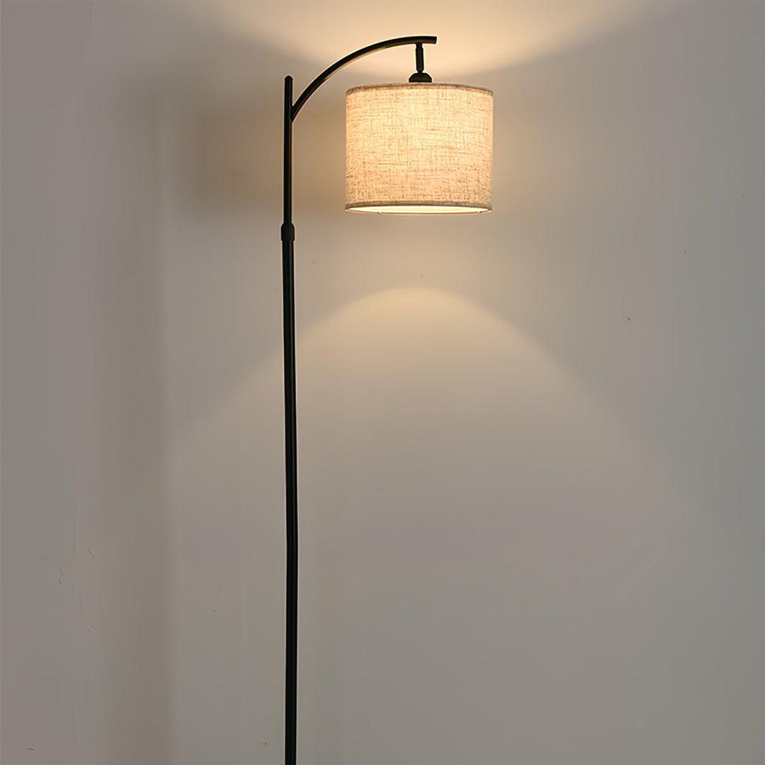 Adjustable Height Arc Floor Lamp with Fabric Shade and Marble Base