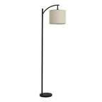Adjustable Height Arc Floor Lamp with Fabric Shade and Marble Base