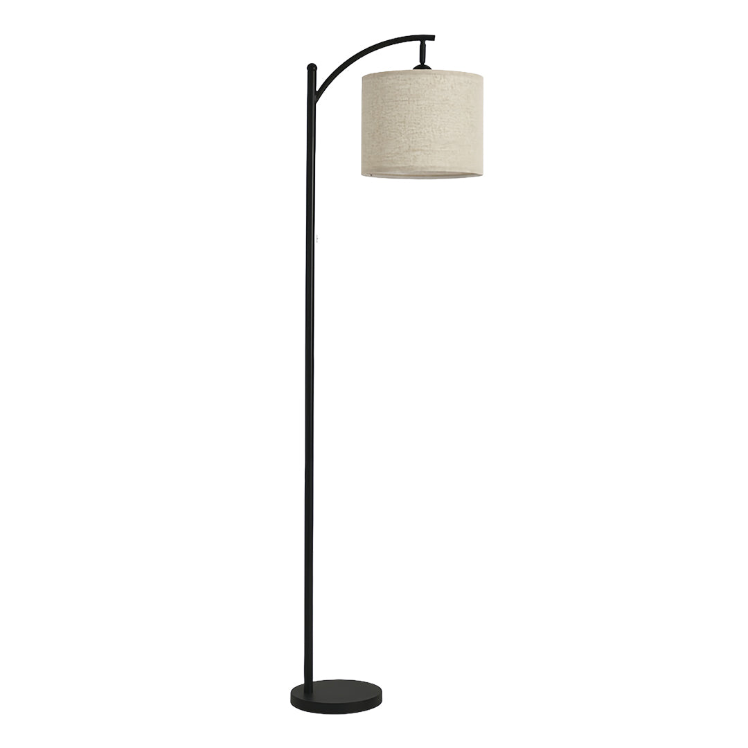 Adjustable Height Arc Floor Lamp with Fabric Shade and Marble Base