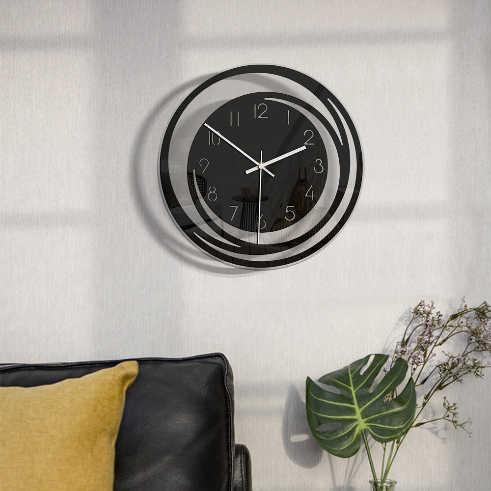 Elegant Silent Movement Wall Clock in Black – 11.81 inch Diameter