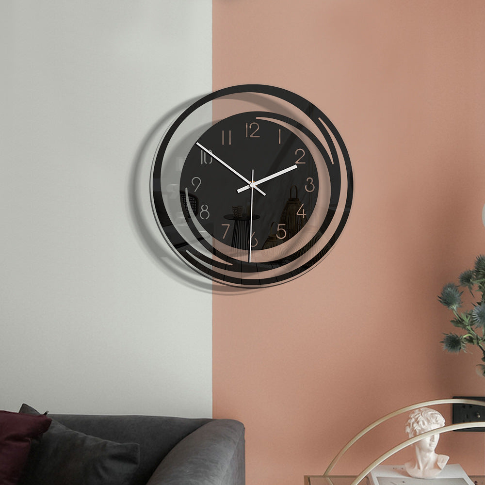 Elegant Silent Movement Wall Clock in Black – 11.81 inch Diameter