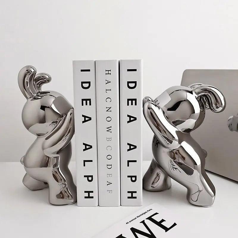 Charming Rabbit Book Holders - Elegant Black & White Accents