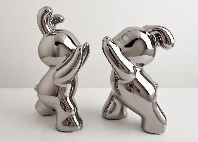 Charming Rabbit Book Holders - Elegant Black & White Accents