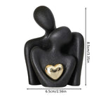 Contemporary Ceramic Art Piece with Golden Heart Detail - Minimalist Home Decor