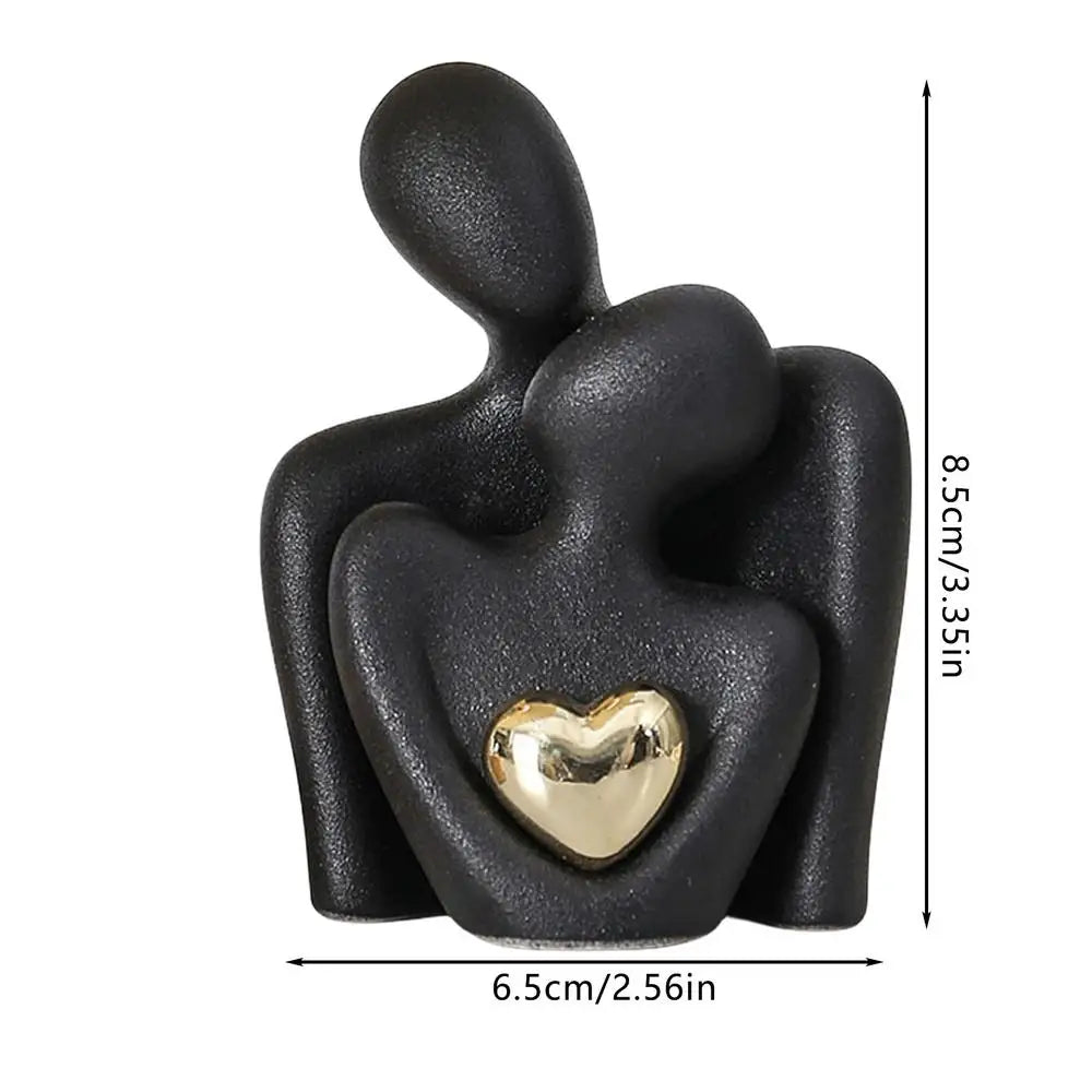 Contemporary Ceramic Art Piece with Golden Heart Detail - Minimalist Home Decor
