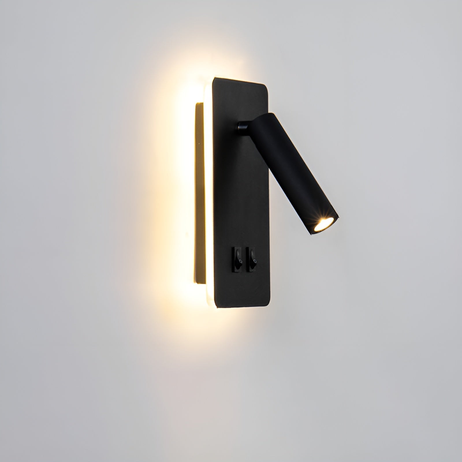 Cylindrical Wall Light with Dual Switch and 330° Adjustable LED – Iron Finish