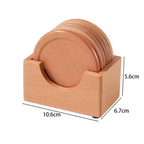 Set of 6 Wooden Coasters with Holder – Walnut and Beech for Home Use