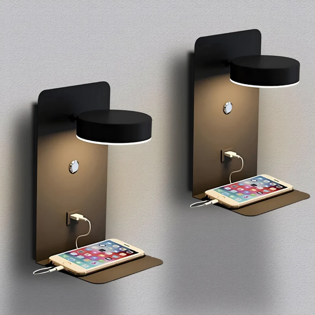 Modern Wall Lamp with USB Charging – Minimalist LED Design