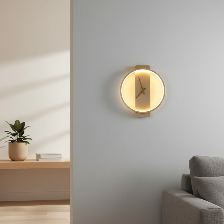 Modern Aluminum and Glass Wall Clock with Backlight – Minimalist Style