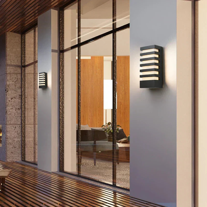 Rectangular Black Aluminum Outdoor Wall Light Fixture