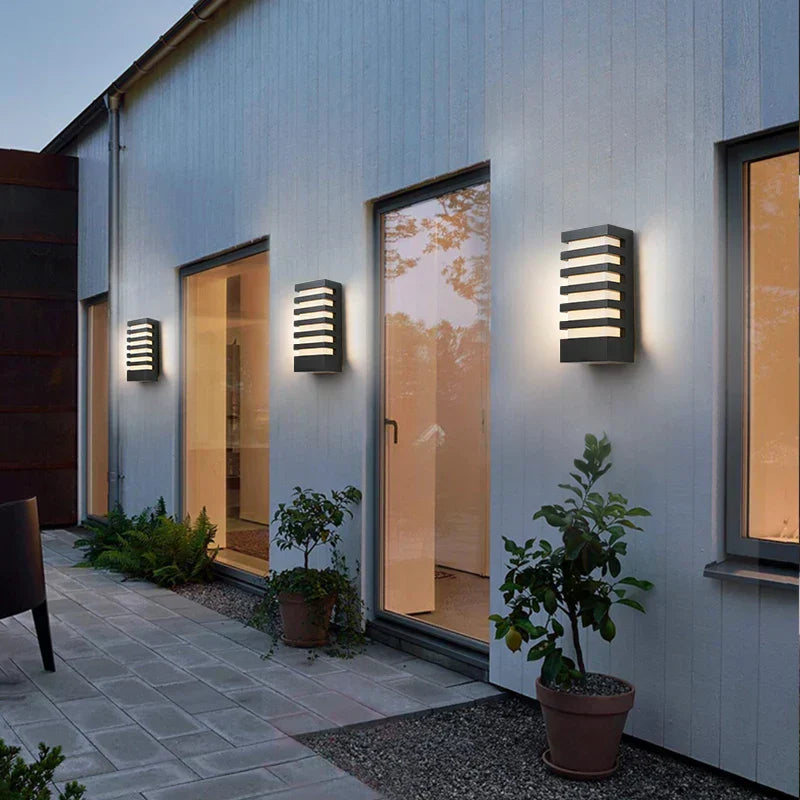 Rectangular Black Aluminum Outdoor Wall Light Fixture