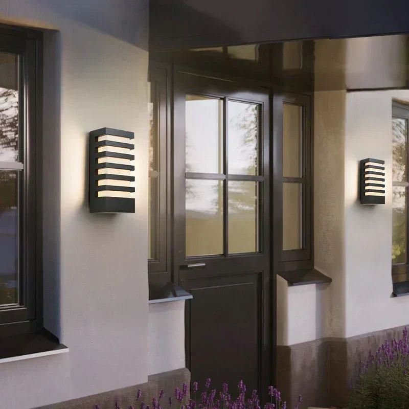 Rectangular Black Aluminum Outdoor Wall Light Fixture