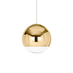Adjustable Height Pendant Light – Modern Gold and Chrome Mirror Ball Design