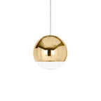 Adjustable Height Pendant Light – Modern Gold and Chrome Mirror Ball Design
