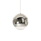 Adjustable Height Pendant Light – Modern Gold and Chrome Mirror Ball Design