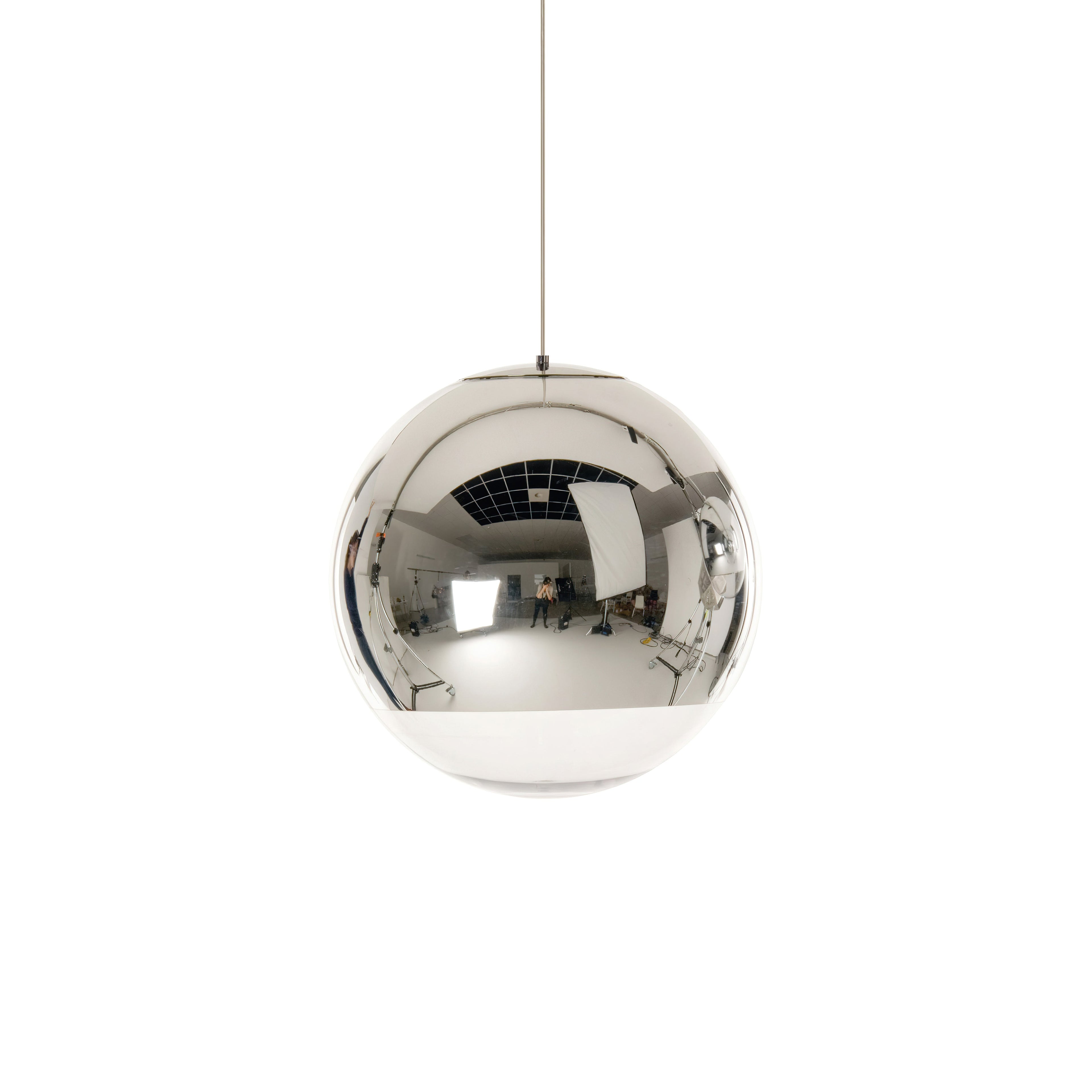 Adjustable Height Pendant Light – Modern Gold and Chrome Mirror Ball Design