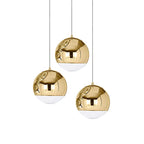 Adjustable Height Pendant Light – Modern Gold and Chrome Mirror Ball Design