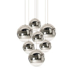 Adjustable Height Pendant Light – Modern Gold and Chrome Mirror Ball Design