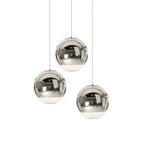 Adjustable Height Pendant Light – Modern Gold and Chrome Mirror Ball Design